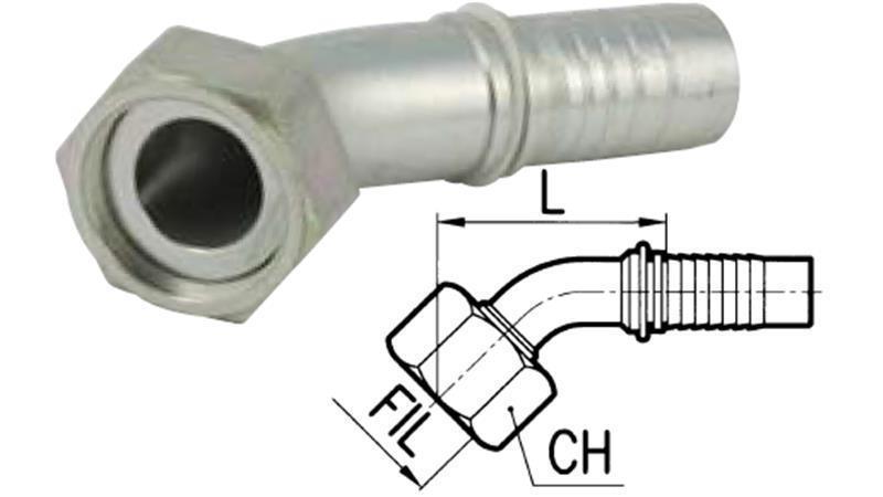 HYDRAULISK FORBINDELSE DKORFS HUN ELBOW 45° DN8-11/16-16
