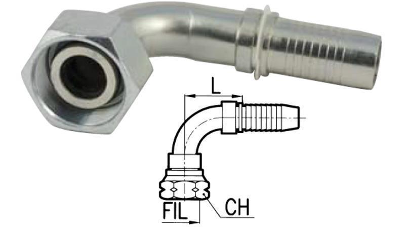 HYDRAULISK FORBINDELSE DKOL 10 L MED HUN ELBOW 90 DN6-M16X1,5