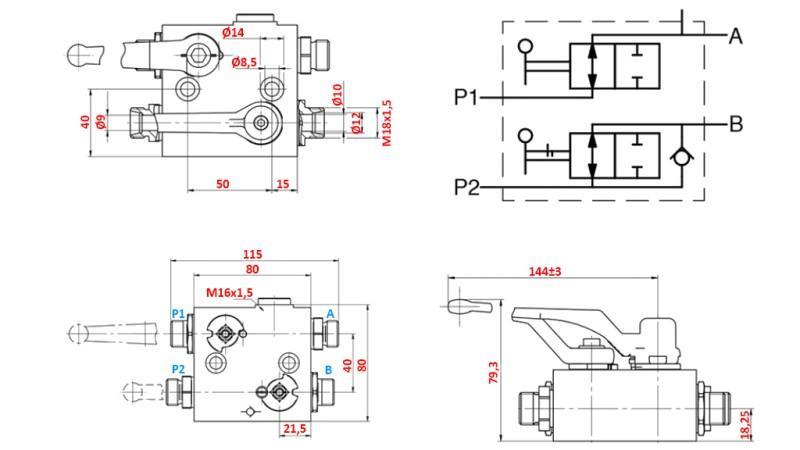 HYDRAULISK VALVE TIL FORAN HYDRAULIK - LÆSSEMASKINE C000FTV