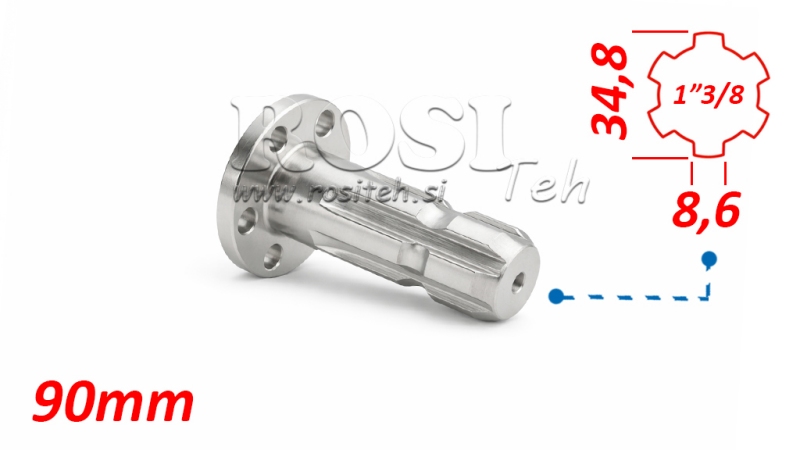 KARDANADAPTER MED FLANGE 6 HULLER 1-3/8 (90 mm)