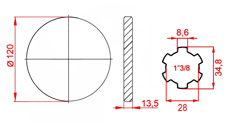 KARDANADAPTER MED FLANGE 1-3/8 (125 mm)