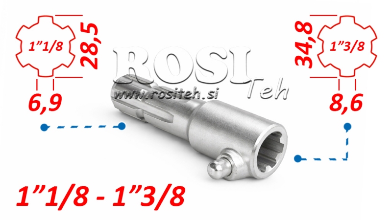 KARDANSKI NASTAVEK Z ZATIČEM iz 1-3/8 na 1-1/8 (150 mm)