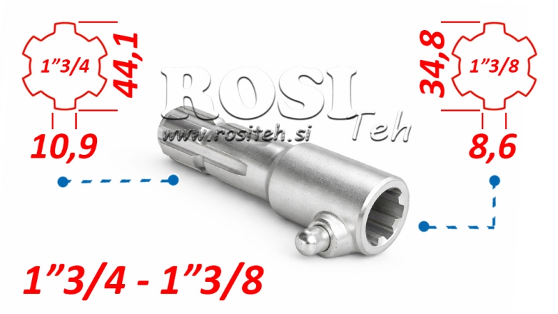 KARDANADAPTER MED TAP FRA 1-3/8 TIL 1-3/4 (165 mm)