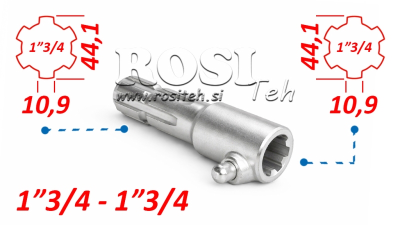 KARDANADAPTER MED TAP FRA 1-3/4 TIL 1-3/4 (165 mm)