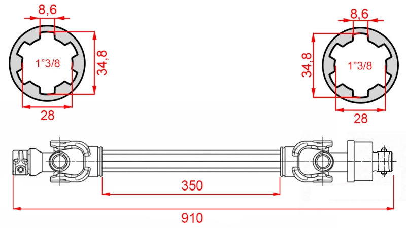 ECO KARDAN 910mm 30-75HP Z PROSTOTEKOČO SKLOPKO