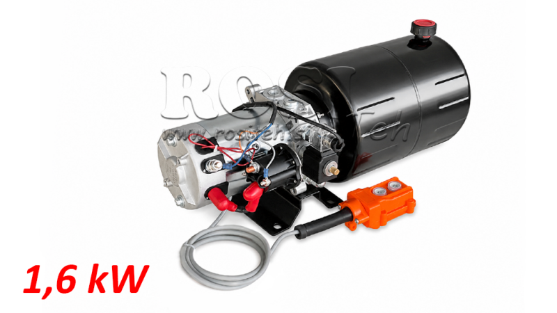 MINI HYDRAULISK POWER-PACK 12V DC - 1.6kW = 2.1cc - 8 liter - enfase enhed (metal)
