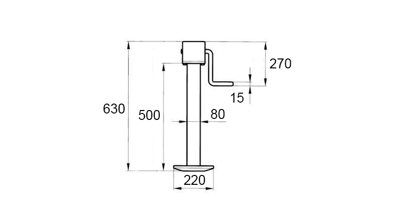 GEVIND STØTTEBEN (HØJDE 630 mm - SLAGLÆNGDE 350 mm) - 1.800 kg