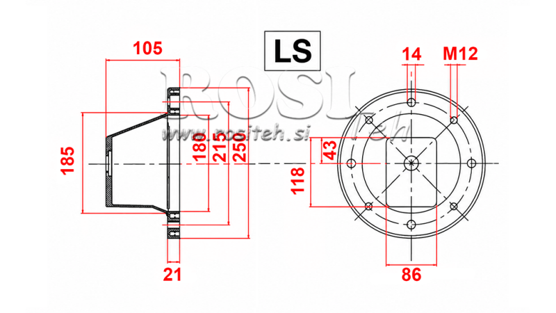 HYDRAULISK FLANGE - KLOKKE LS252 (EM2,2-4 KW/GR2)