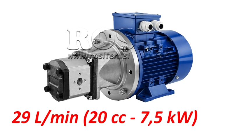 HYDRAULIKPUMPE SAMMENSÆTNING GR.2 20 CCM + ELEKTRISK MOTOR 3-FASE - 7.5 KW (FLOW = 29 LITER/MIN)