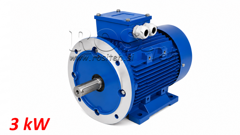 3KW-ELEKTRISK MOTOR MS100L2-4_1420RPM 3FASER FØDDER+FLANGE-B3B5