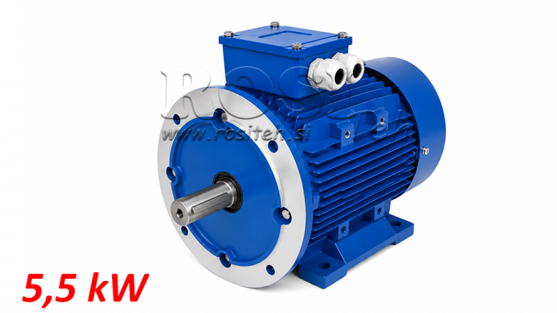 5.5KW-ELEKTRISK MOTOR MS132S-4_1450RPM 3FASER FØDDER+FLANGE-B3B5