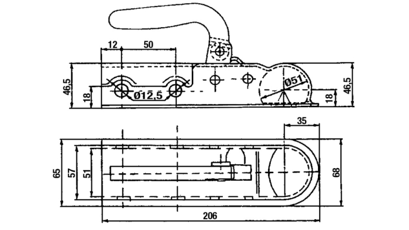 TRÆKHAK TIL BILTRAILER RUNDT FI50