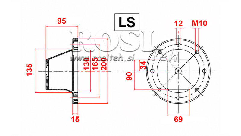 HYDRAULISK FLANGE - KLOKKE LS201 (EM0,55-1,5KW/GR1)