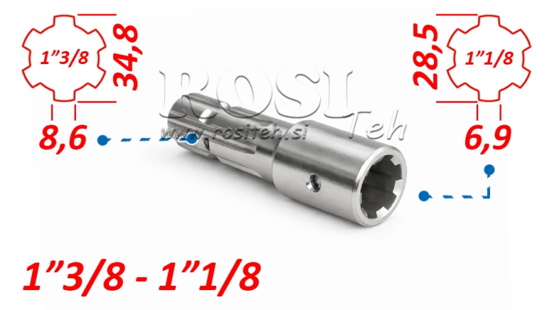 KARDANADAPTER FRA 1-1/8 TIL 1-3/8 (140 mm)