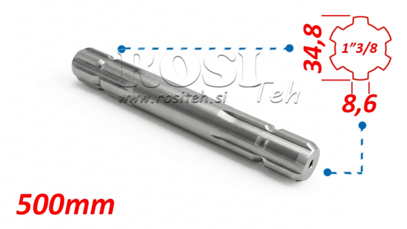 KARDANADAPTER 1-3/8 DOBBELTSIDET (500 mm)