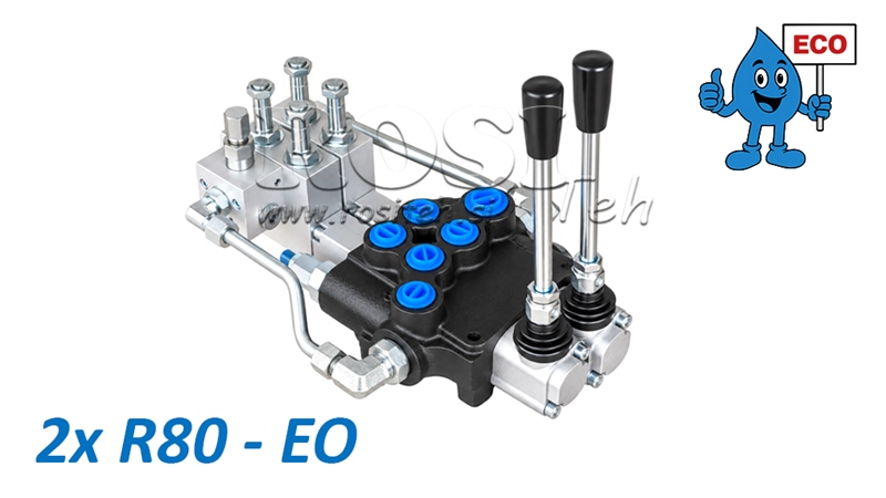 HYDRAULISK ELEKTRO-MANUEL VENTIL (UDEN SPOLER) – 2-SEKTIONS RETNINGSVENTIL 2xR80-EO ECO