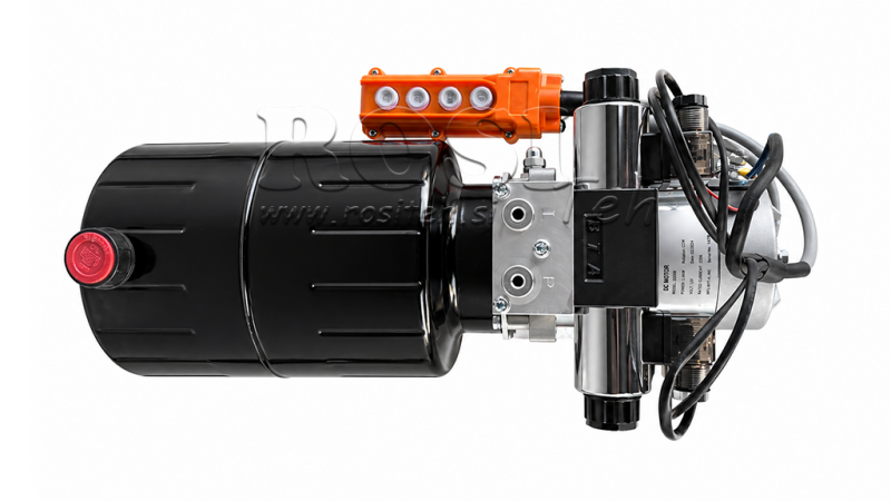 MINI HYDRAULISK POWER-PACK 12V DC - 1.6kW = 2.1cc - 8 lit - 2x bidirektionel enhed (metal)