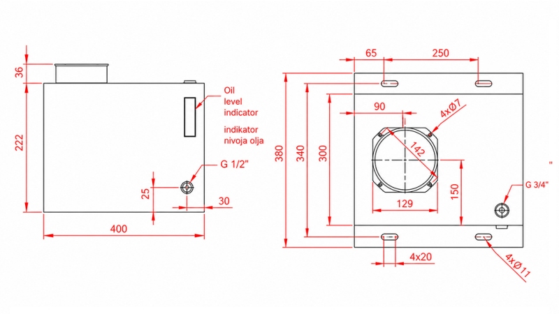 METAL RESERVOIR BOX PP 25 LITRE HORIZONTAL-VERTICAL
