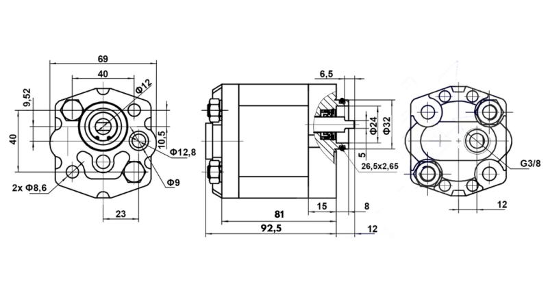 HYDRAULIKPUMPE 10C4,2X302 4,2 CC HØJRE