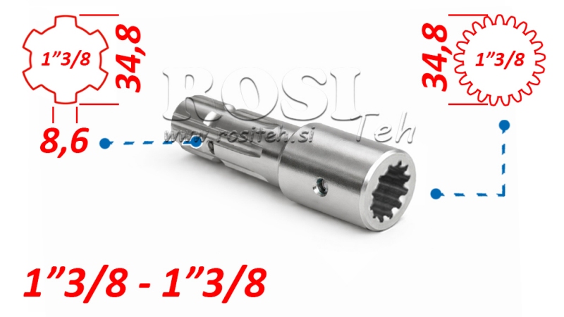 KARDANADAPTER FRA 1-3/8 (21 SPLINES) TIL 1-3/8 (150 mm)