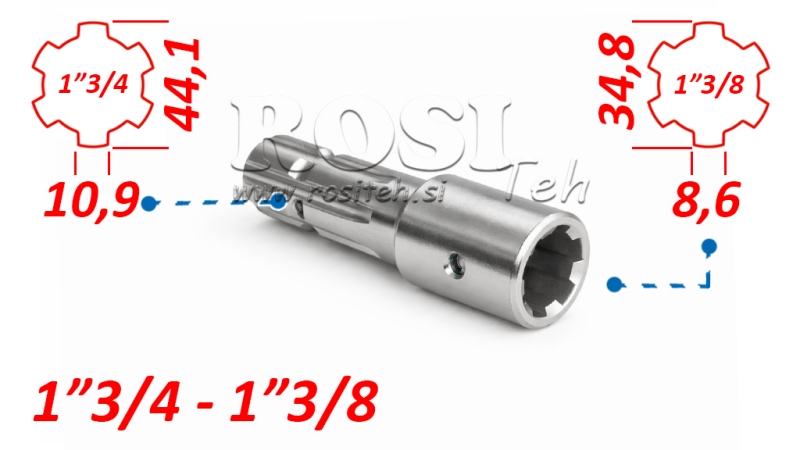 KARDANADAPTER FRA 1-3/8 TIL 1-3/4 (150 mm)