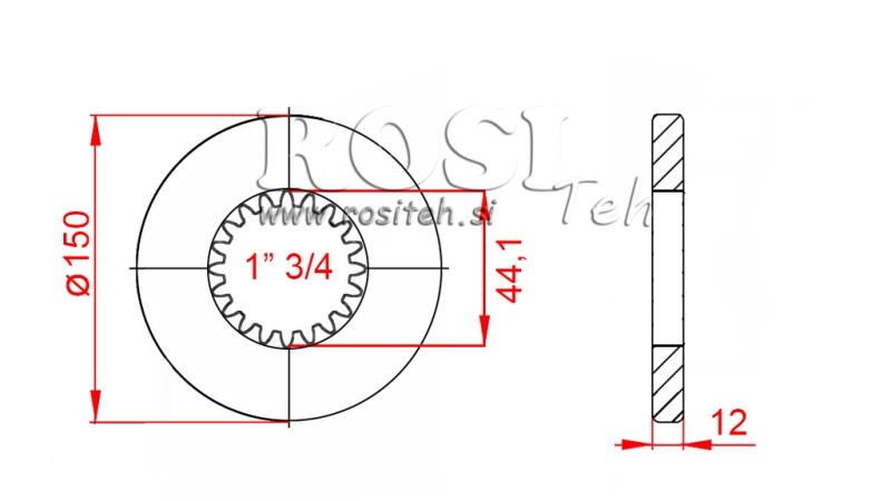 KARDANSKI NASTAVEK S PRIROBNICO IN ZATIČEM 1-3/4 (80 mm) (20zob)