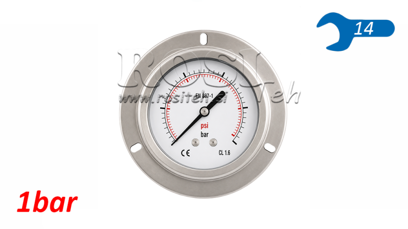 MANOMETER DN63 REAR 0 - 1 BAR - 1/4