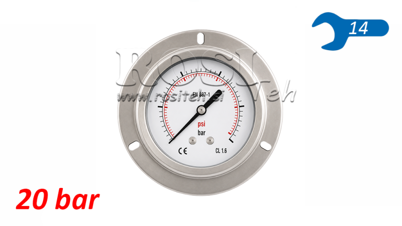 MANOMETER DN63 BAG 0 - 20 BAR - 1/4