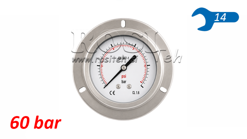 MANOMETER DN63 BAG 0 - 60 BAR - 1/4