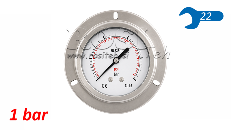 MANOMETER DN100 BAG 0 - 1 BAR - 1/2