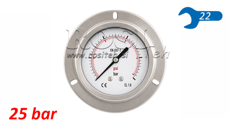 MANOMETER DN100 BAG 0 - 25 BAR - 1/2