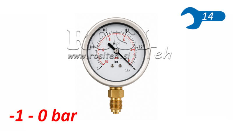 VAKUUMMÅLER DN63 VERTIKAL -1 - 0 BAR - 1/4
