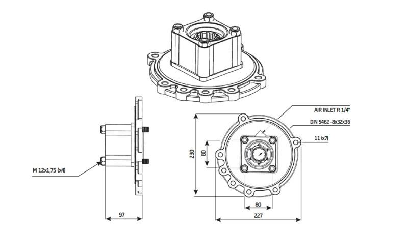Dimensioner UDGANG TIL HYDRAULISK PUMPE - MERCEDES G4