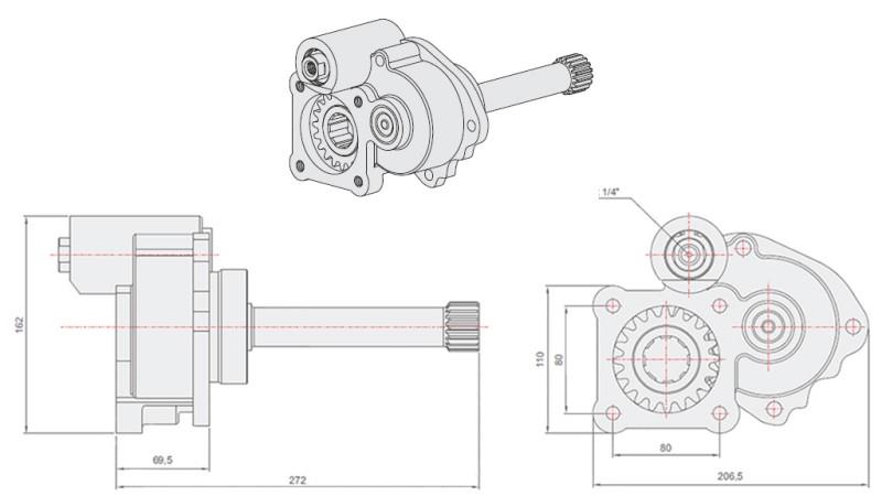 Teknisk tegning HYDRAULISK PUMPE - MERCEDES G3/65-90 UNIMOG