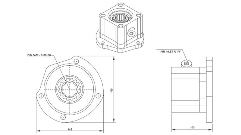 Dimensioner UDGANG FOR HYDRAULISK PUMPE - VOLVO R6-1