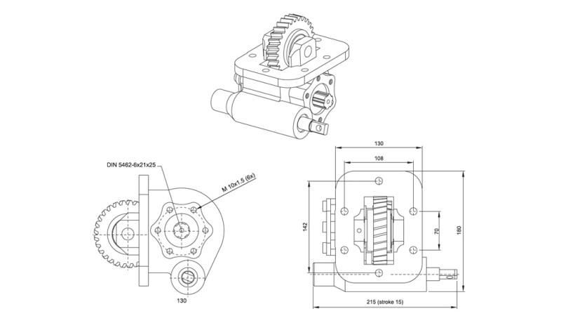 Dimensioner AF HYDRAULISK PUMPE - ISUZU MSB 5S VACUUM