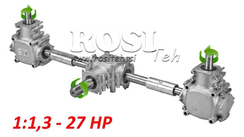 KOMPLET REDUKTORJEV 1:1,3 (27HP-20kW) ZA TROSILNIK L:450 - ALU