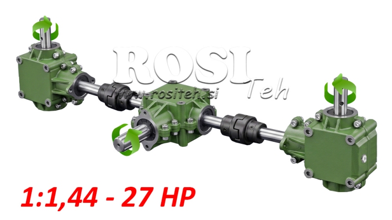 SÆT AF GEARKASSER MED SIKKERHEDSSYSTEM 1:1,44 (27HP-20kW) TIL GØDNINGSSPREDER L:800 - ALU