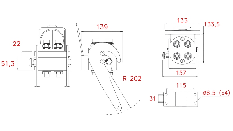 MULTI-FASTER KOBLING 4-VEJS BSP 3/8 MOBIL DEL