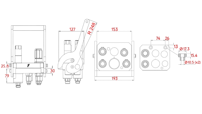 MULTI-FASTER KOBLING 3PLV 5VEJS BSP 3×3/8 2×9/16 MOBIL DEL