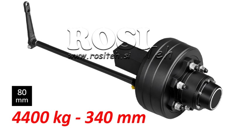 HALVAKSEL MED BREMSER - 4400 kg (6 SKRUER) - 340 mm