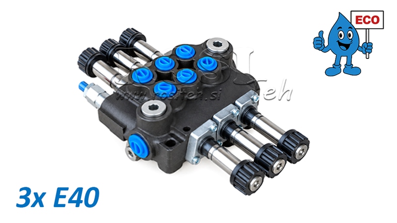 HYDRAULISK MAGNETVENTIL (UDEN SPOLER) – 3-SEKTIONS RETNINGSVENTIL 3xE40 ECO