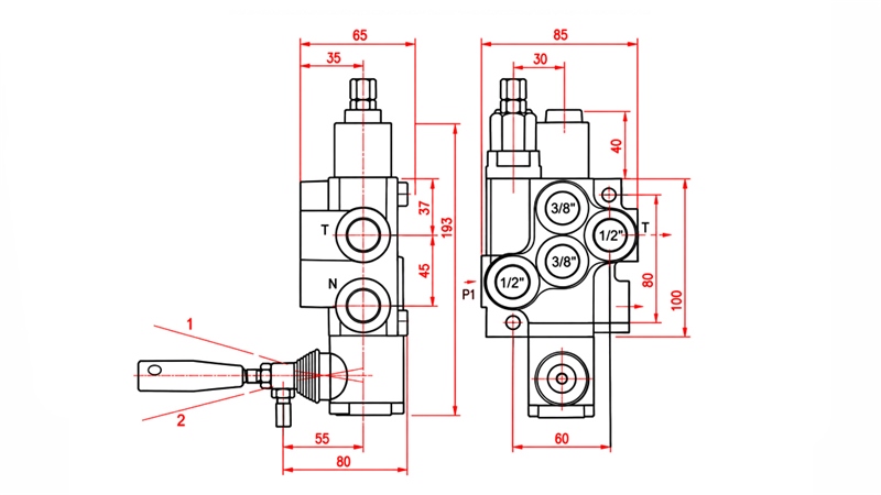 HYDRAULISK MANUEL VENTIL – 1-SEKTIONS RETNINGSVENTIL 1xR40 ECO