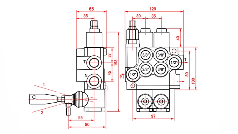 HYDRAULISK MANUEL VENTIL – 2-SEKTIONS RETNINGSVENTIL 2xR40 ECO