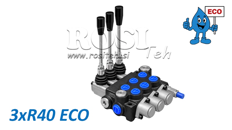 HYDRAULISK MANUEL VENTIL – 3-SEKTIONS RETNINGSVENTIL 3xR40 ECO