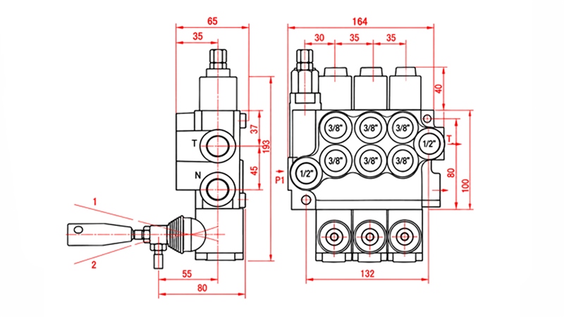 HYDRAULISK MANUEL VENTIL – 3-SEKTIONS RETNINGSVENTIL 3xR40 ECO
