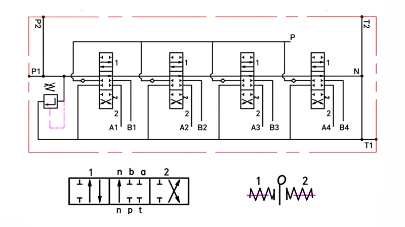 HYDRAULISK MANUEL VENTIL – 4-SEKTIONS RETNINGSVENTIL 4xR40 ECO