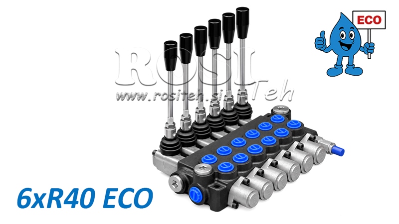 HYDRAULISK MANUEL VENTIL – 6-SEKTIONS RETNINGSVENTIL 6xR40 ECO