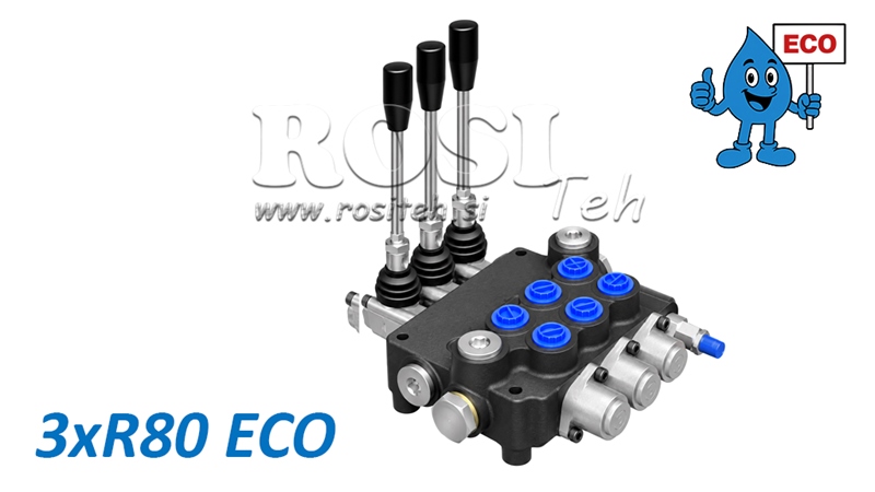 HYDRAULISK MANUEL VENTIL – 3-SEKTIONS RETNINGSVENTIL 3xR80 ECO