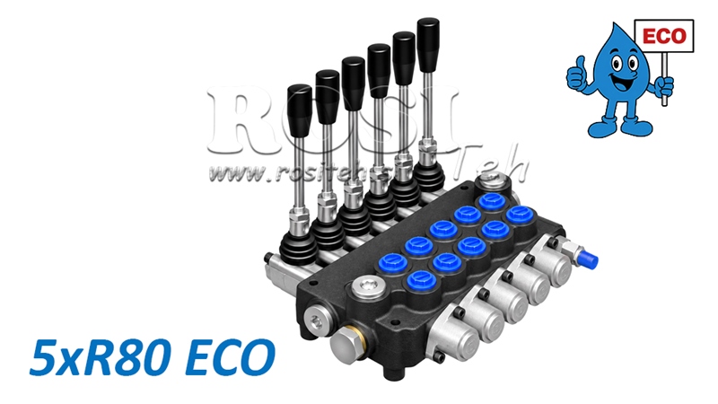 HYDRAULISK MANUEL VENTIL – 5-SEKTIONS RETNINGSVENTIL 5xR80 ECO